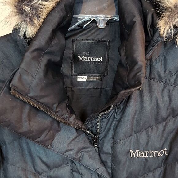 Marmot Strollebridge Women's Black Down Coat Faux Fur Size Small - Picture 4 of 13